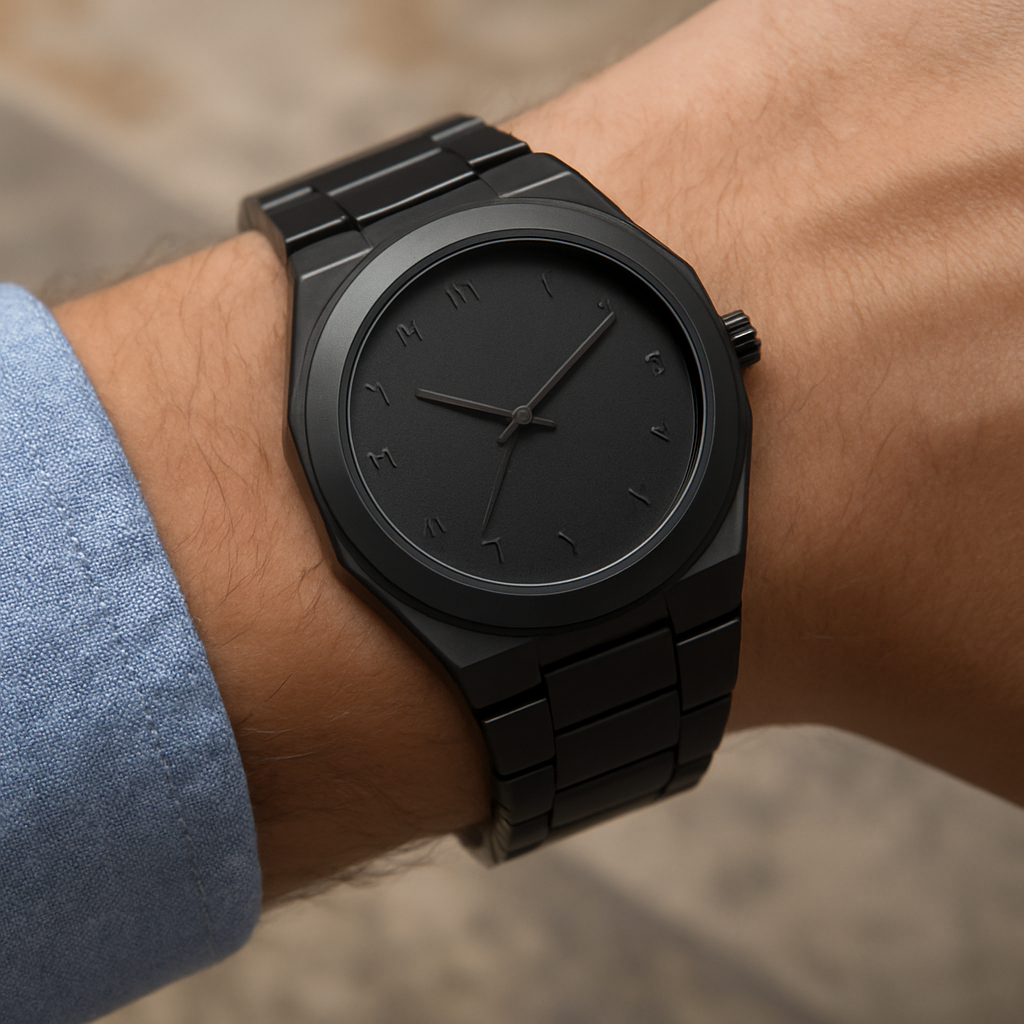Midnight Arabic Watch – Matte Black Arabic Dial Watch